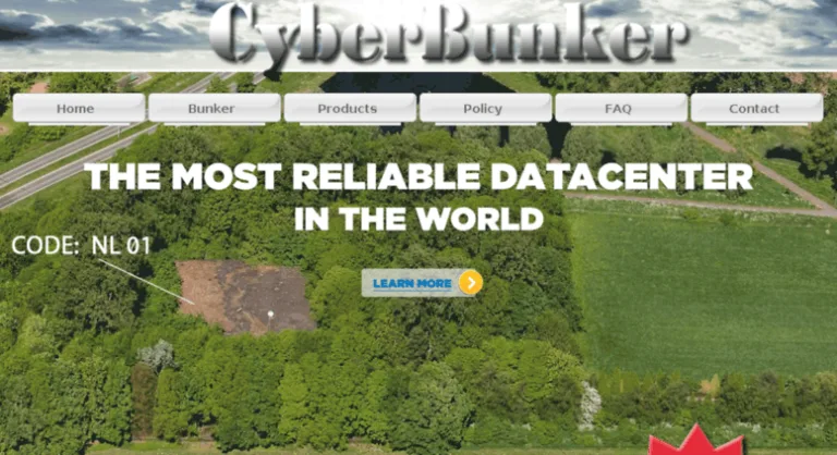 Screenshot del vecchio sito CyberBunker: 'The most reliable datacenter in the world'